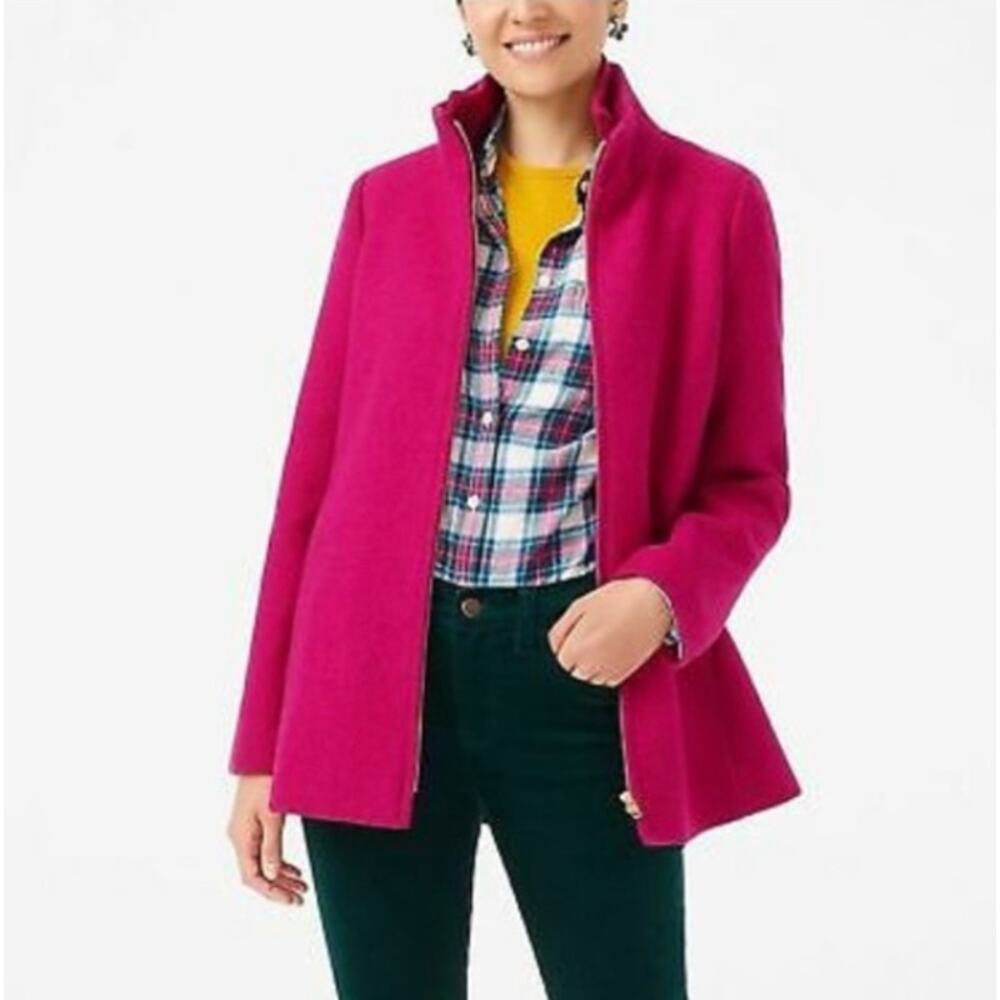 J Crew Factory Village Coat in Neon Plum Wool Blend Size 4